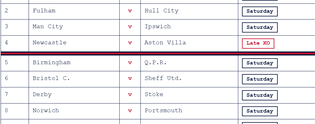 week 16 pool fixtures october 2026